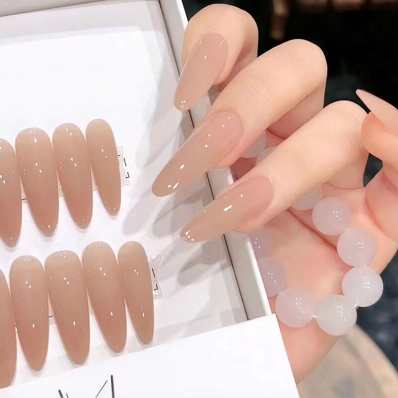 Simple Handmade Same Style Ganlu Temple Jia Hua Fei Hua Fei Touch Face Wear White Nude White Water Ice Nail Art 10