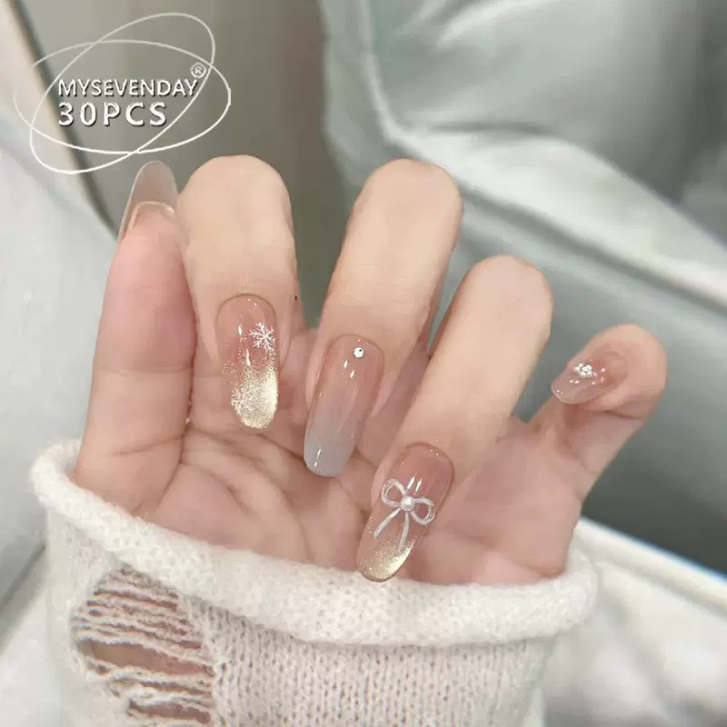 爆款纯手工穿戴甲甲片高级感渐变腮红美甲贴片小红书辣妹假指甲片