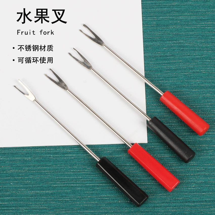 Пластиковая ручка Вилка для фруктов Шоколадная вилка Аксессуары для духовки из нержавеющей стали Вилка для торта и десерта