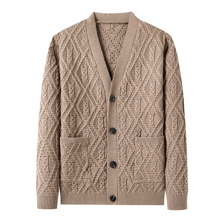 Comercio exterior ropa de hombre otoño invierno V-collar tejido de color sólido torsión camiseta de manga larga suéter de moda hombre camiseta de punto casual