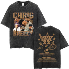���羳ŷ�롿Vintage Washed Chris Brown Graphic T-shirt