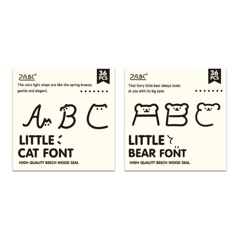 Lucky Seal Series Cartoon Letter Madera Seal Set Box Diy Hand Cart Decoration Conjunto de sellos de letras transfronterizas