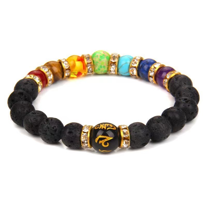 Volcanic stone colorful + gold diamond ring