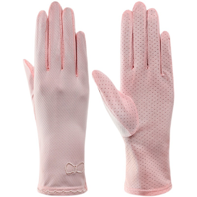Guantes de protección solar de las mujeres fina protección UV seda de hielo alta elástica verano al aire libre equitación arco guantes de pantalla táctil