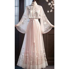 新中式国风粉色连衣裙子女在逃公主古着vintage早秋装搭配一整套