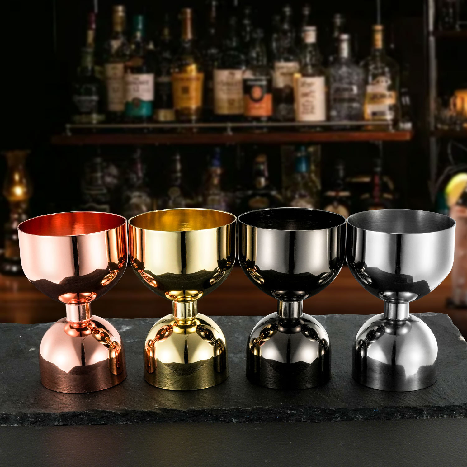 Fábrica directa taza de medición de barra taza de medición de acero inoxidable doble cabeza taza de medición de cóctel taza de onza taza de medición de vinos