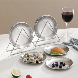 Zibo Barbecue Plate Stainless Steel Korean-style Disc Creative Dessert Plate Silver Tray Restaurant Buffet Multi-purpose Plate