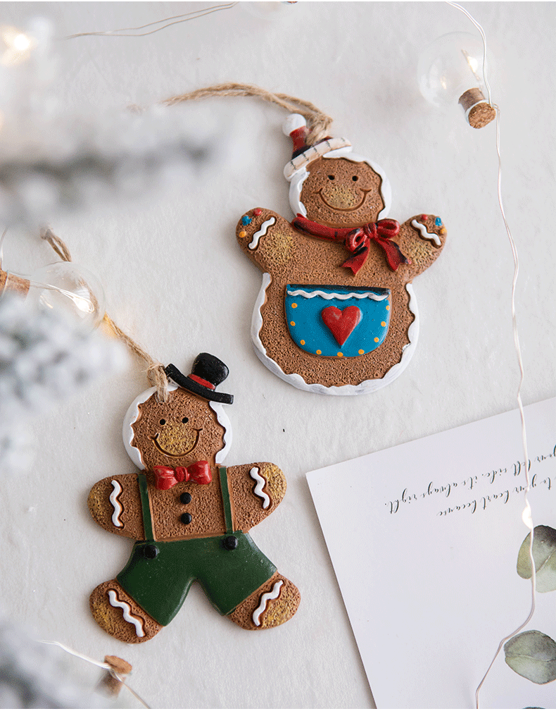 1 Piece Quantity Party Occasion Christmas Cute Gingerbread Resin Party Hanging Ornaments