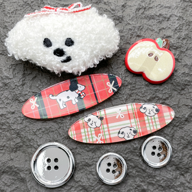 Sweet Puppy Acrylic Oval Piece Apple Resin Accessories DIY Hole Shoe Buckle Shoe Flower Hair Accessories Decorative Materials