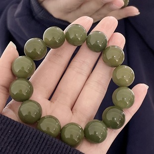 Authentic Little Red Riding Book Popular 15mm Large Size Round Bead Bodhi Bracelet String Green Milk Green Bodhi Root Play Around Finger Rou Wen