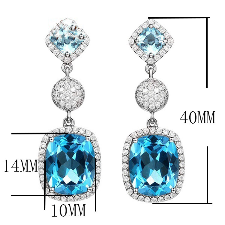 Boucles D&#39;oreilles Aigue-marine De Simulation Longues Boucles D&#39;oreilles En Cuivre Rubis display picture 1