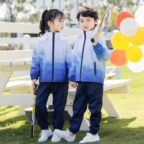 School Uniform Fall/Winter Set for Elementary Students: Windproof Jacket, Three-Piece Set for Kids, Sports Class Attire, College Style, Kindergarten Uniform