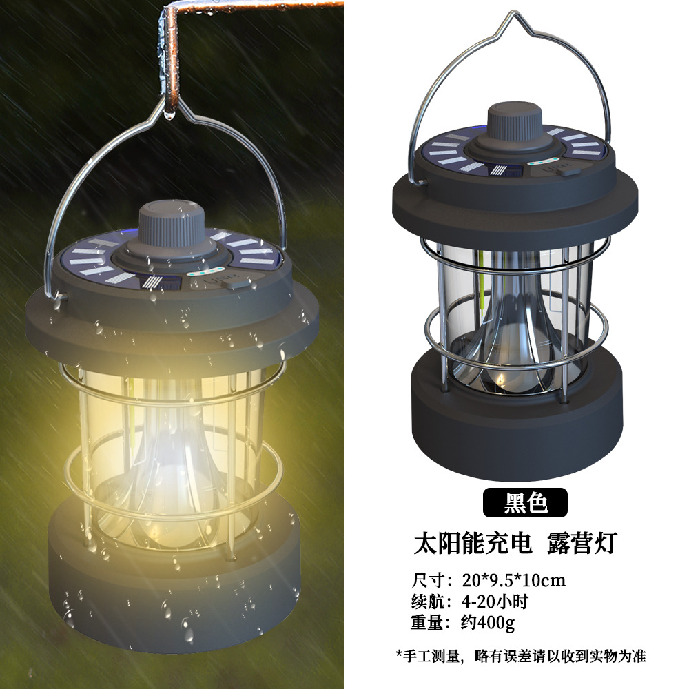 Nueva lámpara de camping al aire libre multi-funcional portátil de tres bloques atenuación camping linterna impermeable larga resistencia iluminación de emergencia