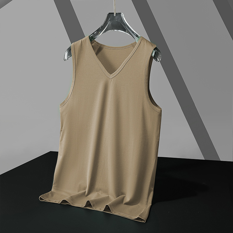 Camiseta sin Mangas Deportiva para Hombre de Modal Cuello en V, Sin Mangas para Deporte y Gimnasio