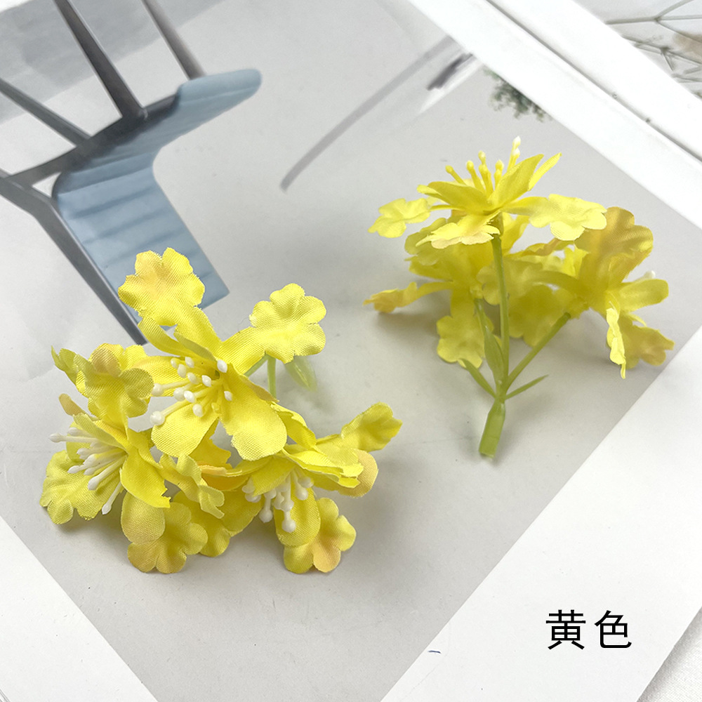 Simulación de 3 horquillas racimos de flores de hierba pequeña diy material de horquilla fabricación de flores falsas estilo ins decoración de ramillete Hanfu