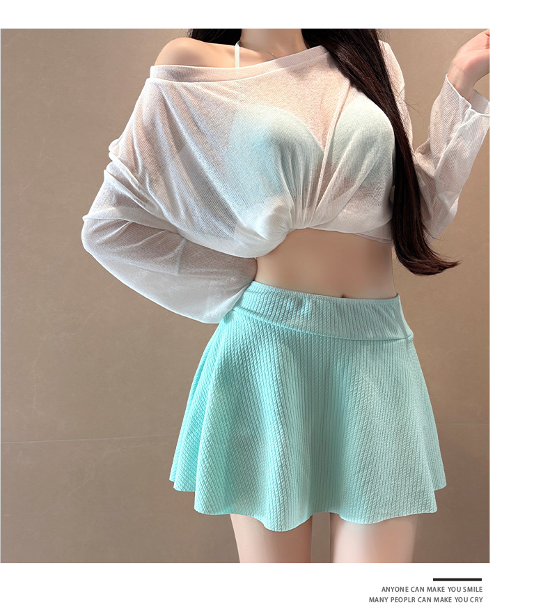 Plus Size Swimwear 3-Piece Set Tummy Control Bikini With Underwire & Long Sleeve Cover-Up For Women_ecoleips.com