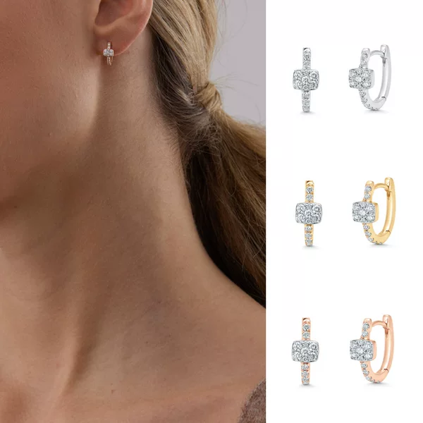 European and American Ins-Style Full Diamond Zircon Earrings, Light Luxury High-End Ear Clips, Niche Design Versatile Earrings for Women