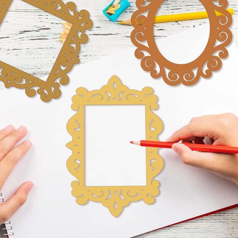 Amazon Hot Sale Wooden Vintage Hollow Unfinished Vintage Hollow Photo Frame DIY Painting Display Picture Save