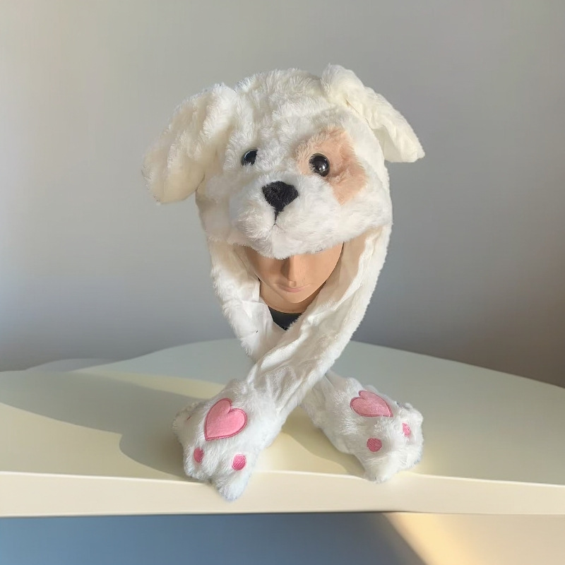 Nuevas celebridades de Internet de Douyin con el mismo estilo de orejas de conejo, gorras de airbag, juguetes de peluche cálidos, orejas se moverá, gorras de conejo al por mayor