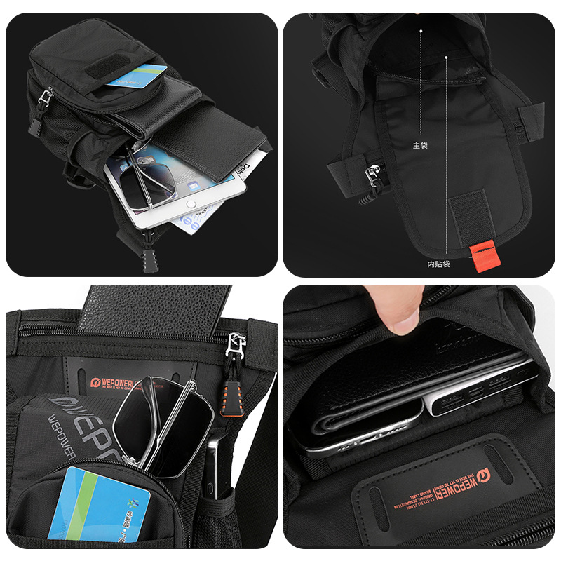 WEPOWER bolso de cintura deportivo al aire libre multifuncional para caminar bolso de hombro de hombre bolso de teléfono móvil bolso de piernas de bicicleta