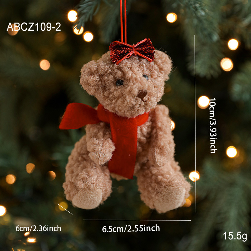Nuevo lindo lindo pequeño oso de peluche colgante decoración navideña muñeca de peluche coche colgante muñeca de oso colgante
