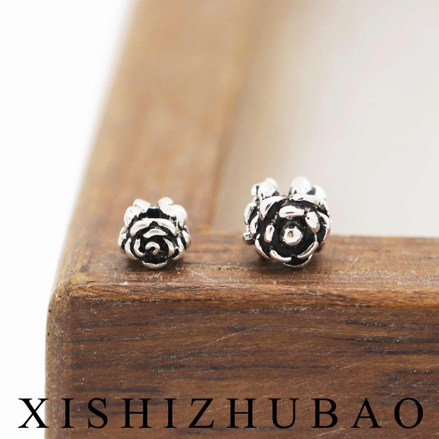Thai silver three-sided rose mini beaded straight hole crystal bracelet DIY beaded material S925 sterling silver accessories