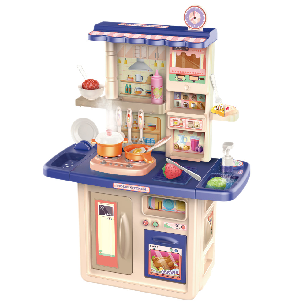 Sonido y luz pulverización de agua juguete de cocina infantil simulación de frutas cortadas feliz mesa de comedor