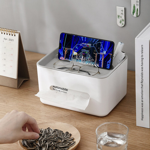 Paper box for living room, plastic creative tissue box, desktop storage box, coffee table, multi-function remote control, restaurant tissue box