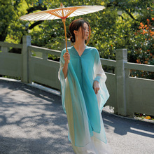 渐变色江南云南古镇旅游防晒披肩外搭女夏季薄款超大丝巾海边纱巾