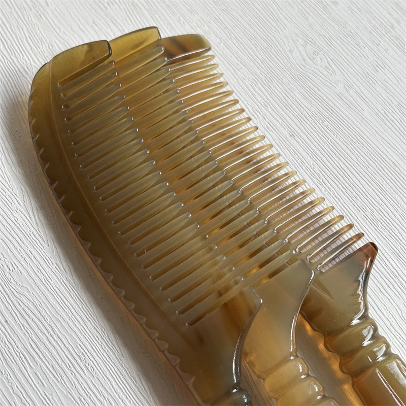 Natural Horn Comb 18cm Round Handle Massage Comb for Hair and Scalp Care specifications