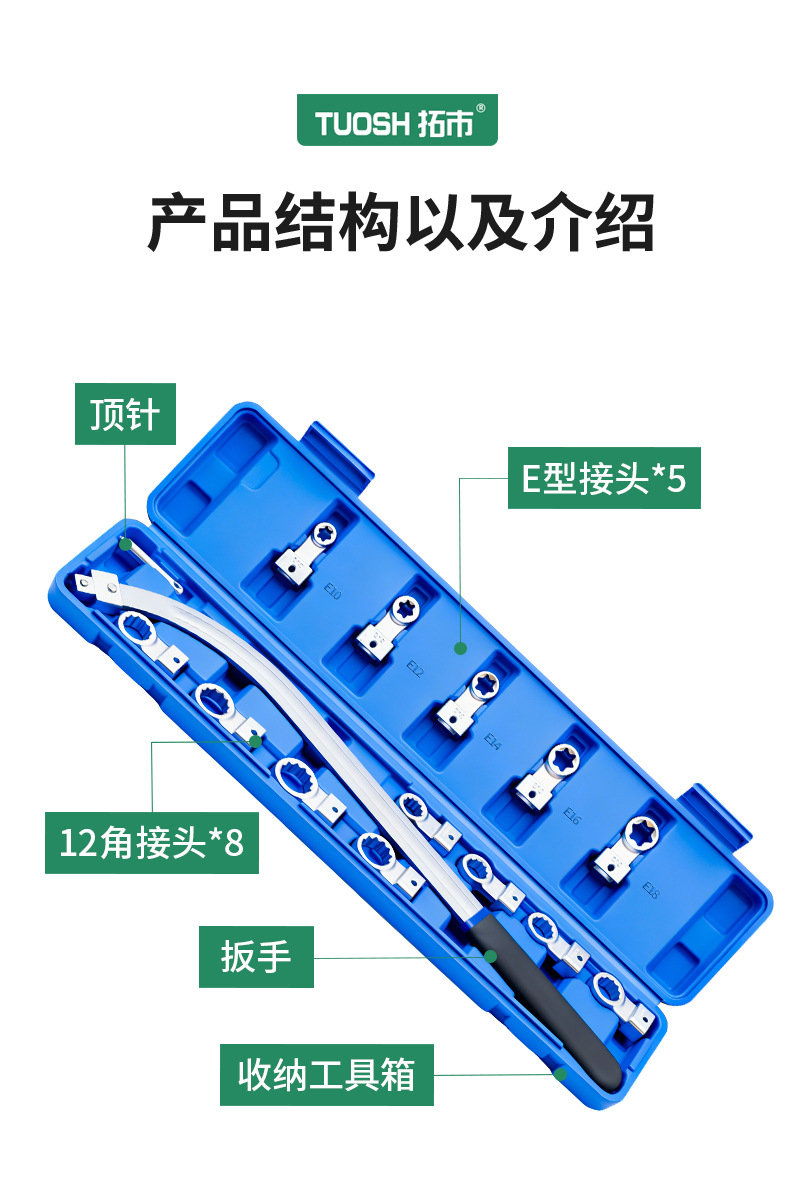 Engine Belt Special Wrench Set 15-Piece Set for Cars, Adjustable Wrench for Belt Pulley Disassembly and Tension Adjustment