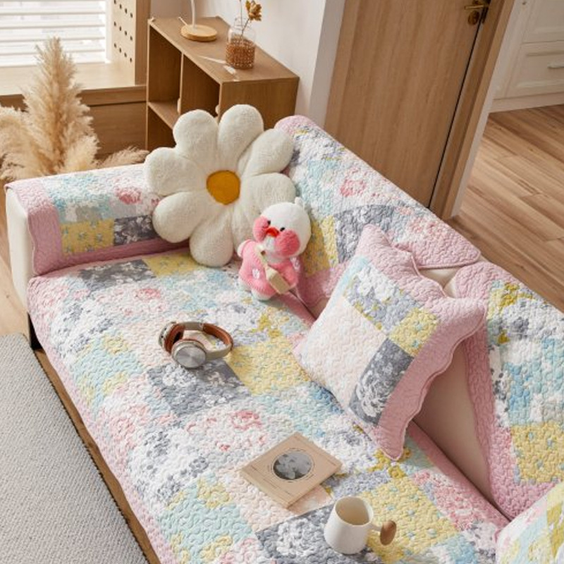 Washed Cotton Sofa Cushion Retro Versatile Seat Cushion B&B Non-Slip Jacquard Sofa Cover Four-Season Universal Sofa Cushion