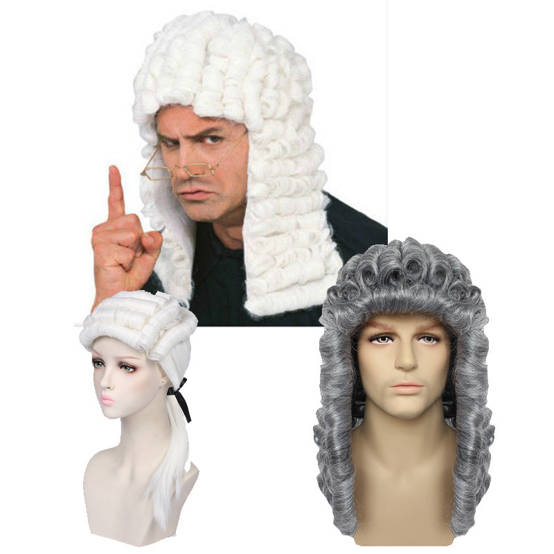 Lawyer Wig Judge Hat American Gentlemen's Ball Party Wig Holiday Supplies European and American Court Judge Wig