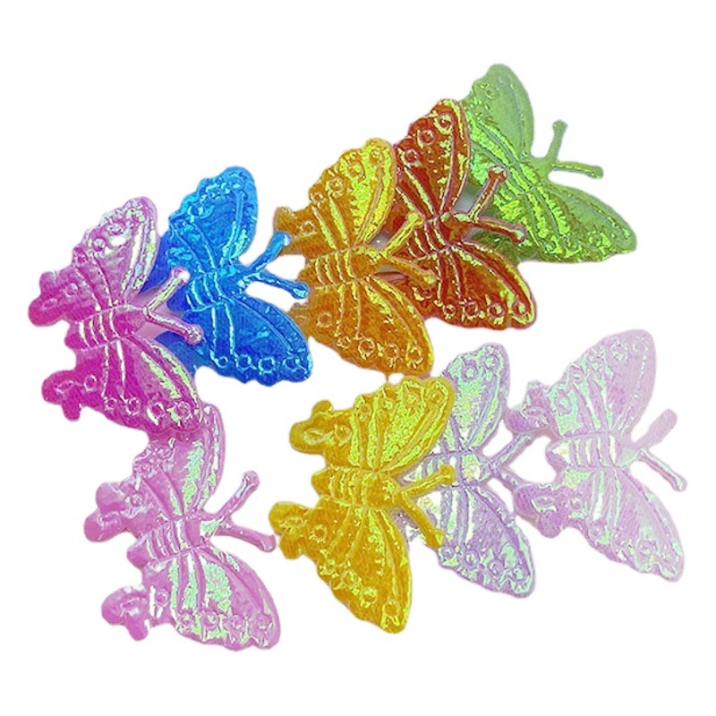 Ultrasónico en relieve de la mariposa DIY accesorios de la joyería de doble cara AB color mágico arco muñeca Barbie material decorativo