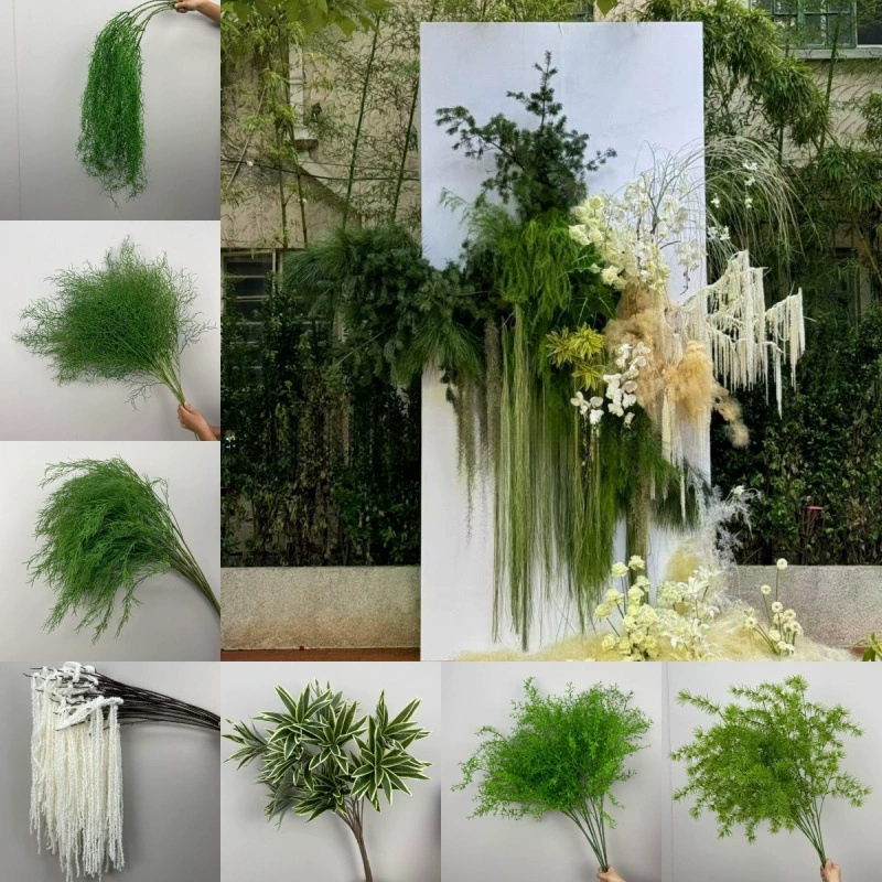 Гирлянда из бутонов ивы, украшение, зеленое растение, лесной стиль, высокая длинная ветка, свадебный фон, искусственный цветок, зеленая тростниковая трава, дорожка, свадебный шелковый цветок