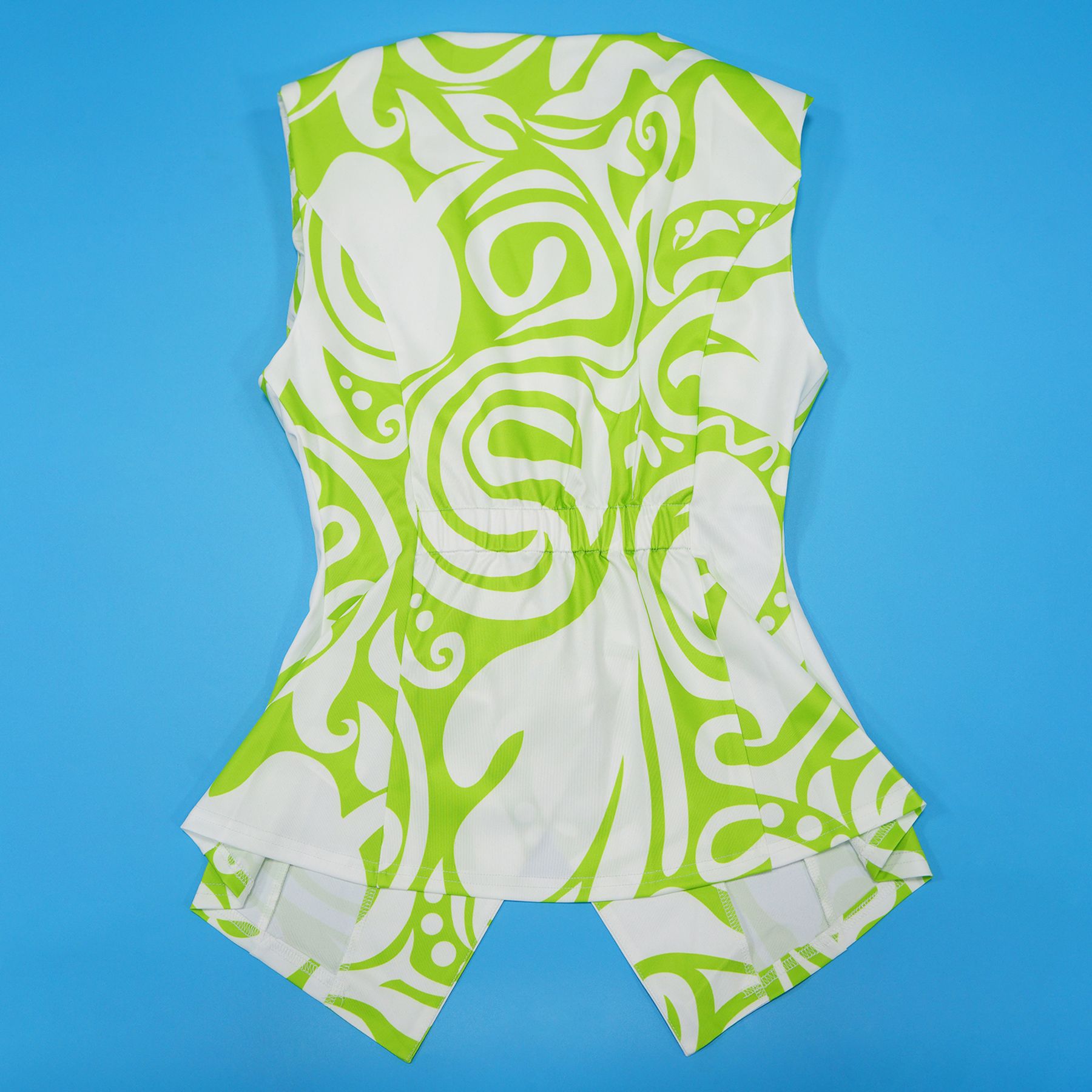 Ensemble blazer sans manches et short imprimé géométrique femme_voghion.com