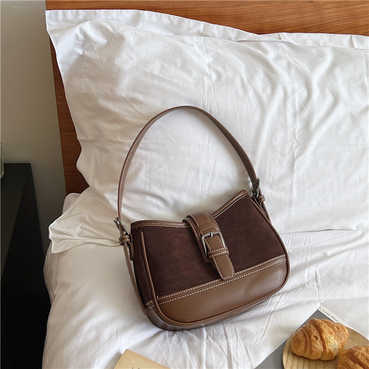 2024 new shoulder splicing autumn winter suede underarm bag fashionable and versatile plush handbag_voghion.com