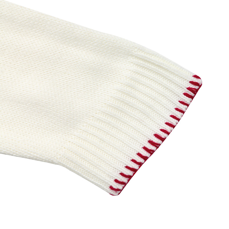 Women's Strawberry Jacquard Knit Sweater - Soft Acrylic Pullover With Loose Fit, Round Neck, Long Sleeves For Casual Comfort_voghion.com