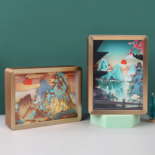 National Trend Style Mini Night Light 3D Stereo Light Shadow Paper Carving Bedside Reading Lamp Creative Craft Memorial Gift Custom Desk Ornament