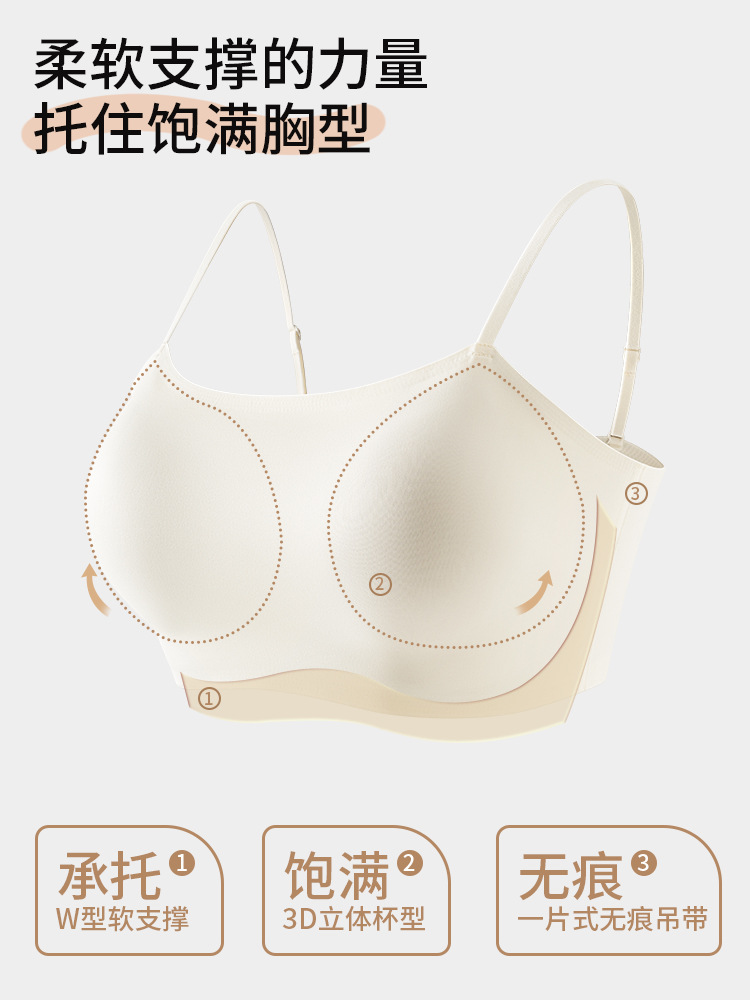 Traceless Vest Women's Invisible Underwear with Chest Pad Anti-Glow Covering Parammary Breast Tube Top Inner Bra Integrated Camisole