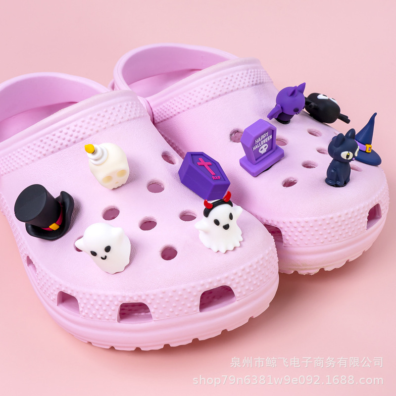 Halloween Witch Hat 3D Clogs Shoe Charms Shoe Accessories Garden Slippers Cartoon Decoration Charms