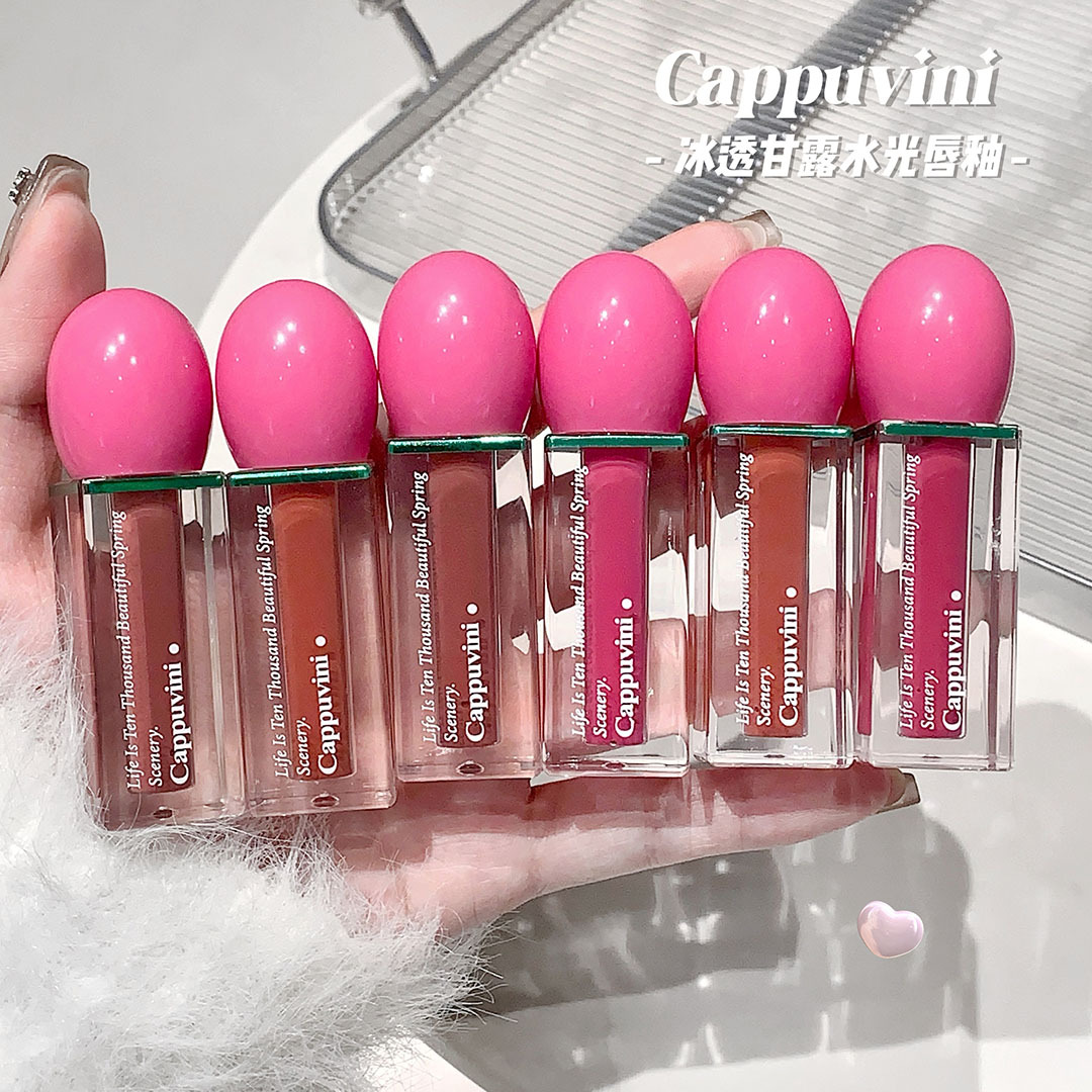 Cappuvini esmalte labial transparente de agua maná espejo transfronterizo falso blanco de la cara de los estudiantes maquillaje lápiz labial al por mayor