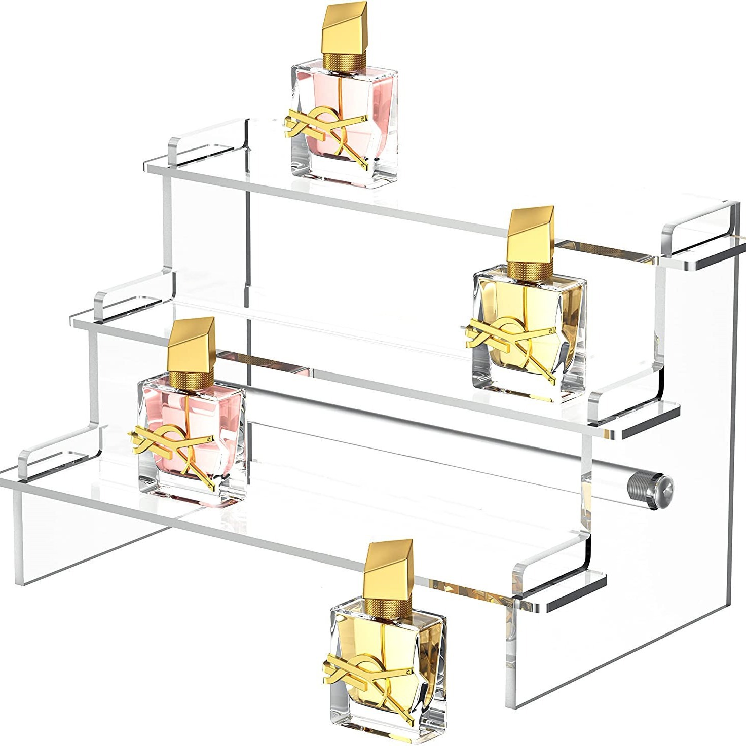 Estante de almacenamiento de perfume de tres capas de acrílico transparente caja ciega figura joyería de muñeca soporte de exhibición de cupcakes