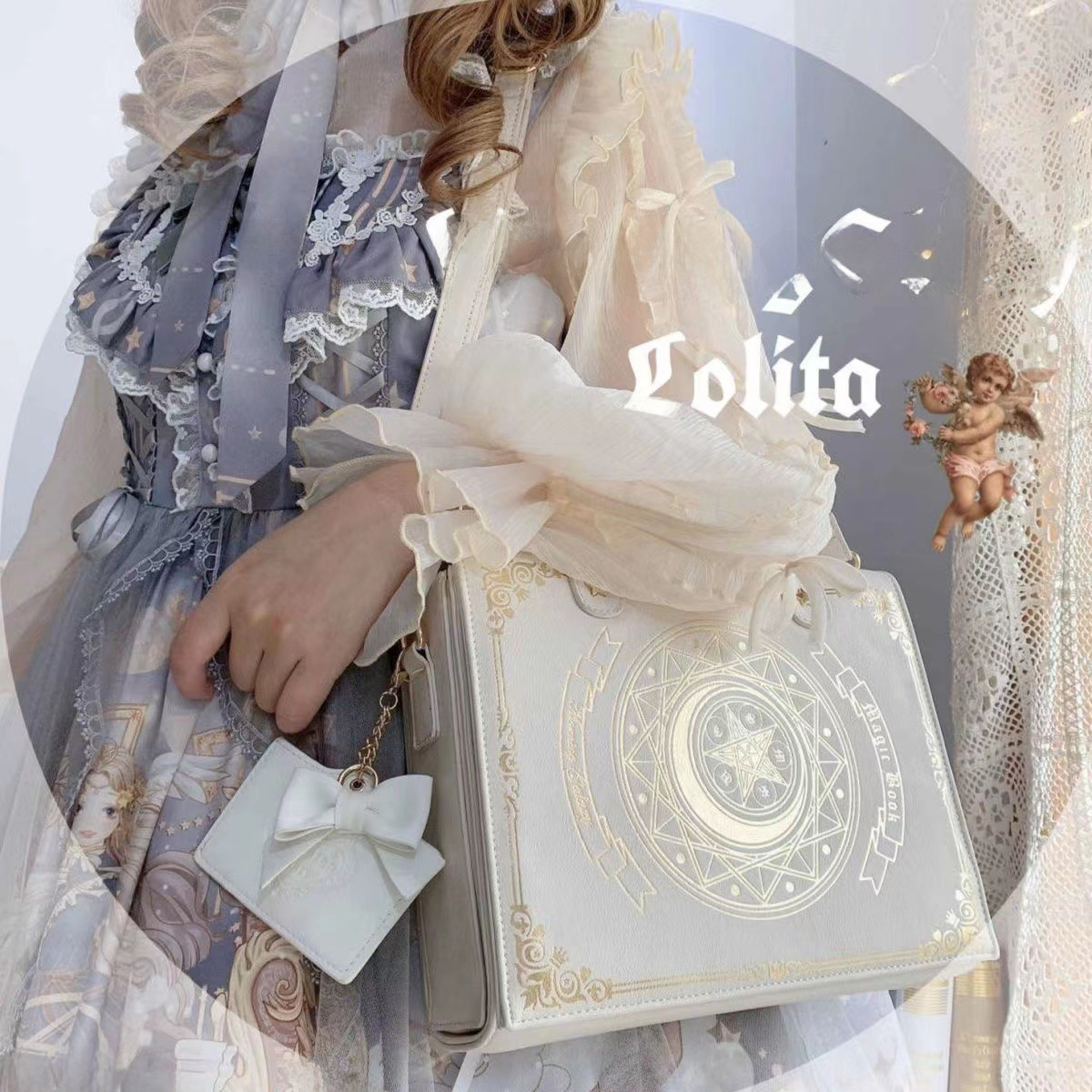 2022 New lolita bag original design star and moon magic book diagonal shoulder flip women's sweet and elegant_voghion.com