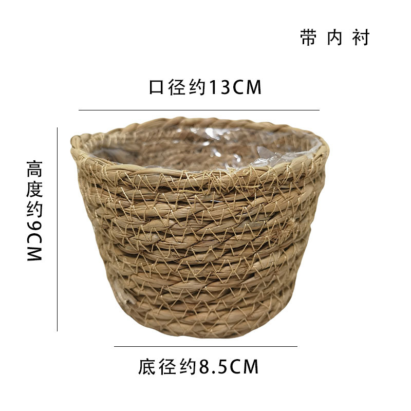 Transfronterizos de paja trenzada canasta de flores maceta trenzada canasta decoración sala de estar de caña trenzada canasta de almacenamiento de plantas verdes con maceta florista canasta de flores