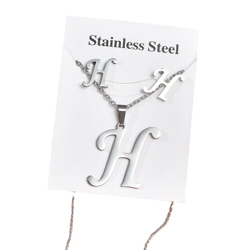 Ins Cross-border Foreign Trade Stainless Steel 26 English Letter Colorfast Charm Earrings Titanium Steel Accessory Set