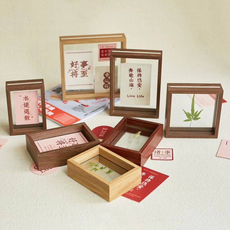 In-Stock Double-Sided Transparent Photo Frame Display Stand with 3D Hollow Pressed Flower and Leaf Butterfly Specimen Frame Display Frame