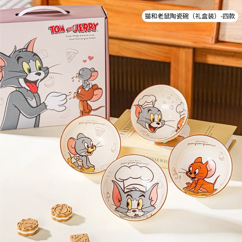 猫和老鼠条纹碗家用儿童米饭碗2025新款可爱汤碗套装辅食碗伴手礼|undefined