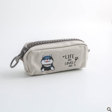 Japonés y coreano papelería creativa simple lindo esquina animal pu cuero personalidad gran cremallera estudiante lápiz caso lienzo de gran capacidad