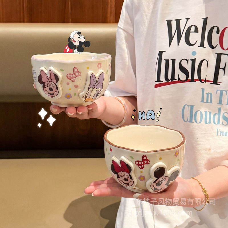 Mickey and Minnie Co-Branded Dimeon Series Ceramic Bowls, Rice Bowls, Large-Capacity Soup Bowls, Noodle Bowls, Ceramic Cartoon Tableware Set Mickey and Minnie Co-Branded Dimeon Series Ceramic Bowls, Rice Bowls, Large-Capacity Soup Bowls, Noodle Bowls, Ceramic Cartoon Tableware Set